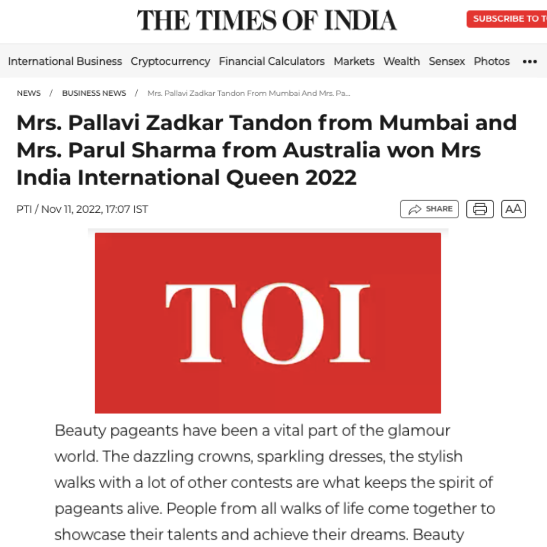 MIIQ 2022 IN THE TIMES OF INDIA