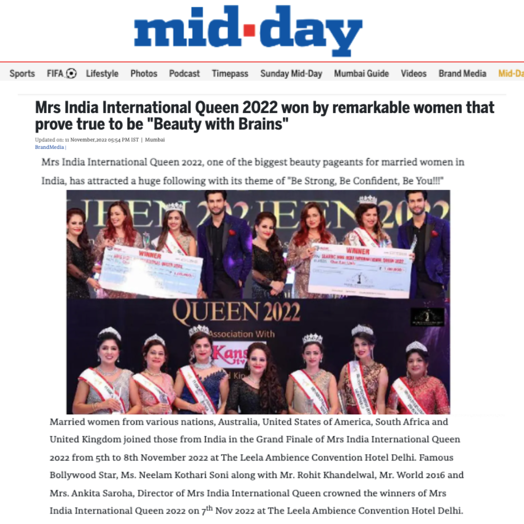 Mrs India International Queen 2022